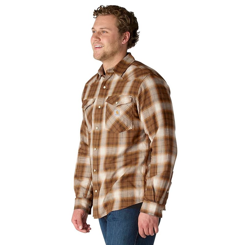 Carhartt 107016  Montana Rugged Flex Long Sleeve  Snap Front Plaid Shrt Carhartt Brown S