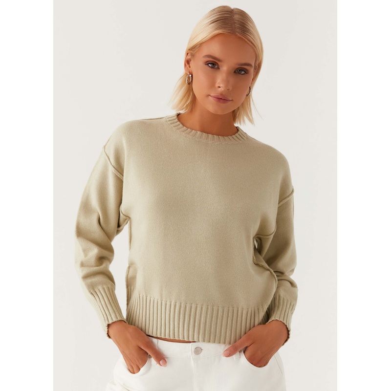 Thelma Oversized Knit Sweater – Pastel Green Pastel Green XS-S