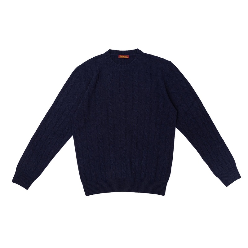 Brigatelli dal 1922 per Michael Jondral: Round Neck Sweater  “Treccia” made from Merino Wool and Cashmere – 3 Ply Cashmere Blend S
