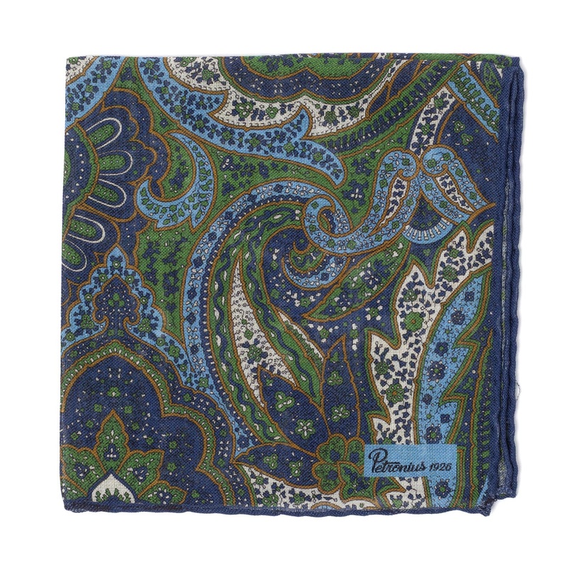 “Pocket Square “Vintage 70” made of Wool & Silk – hand-rolled