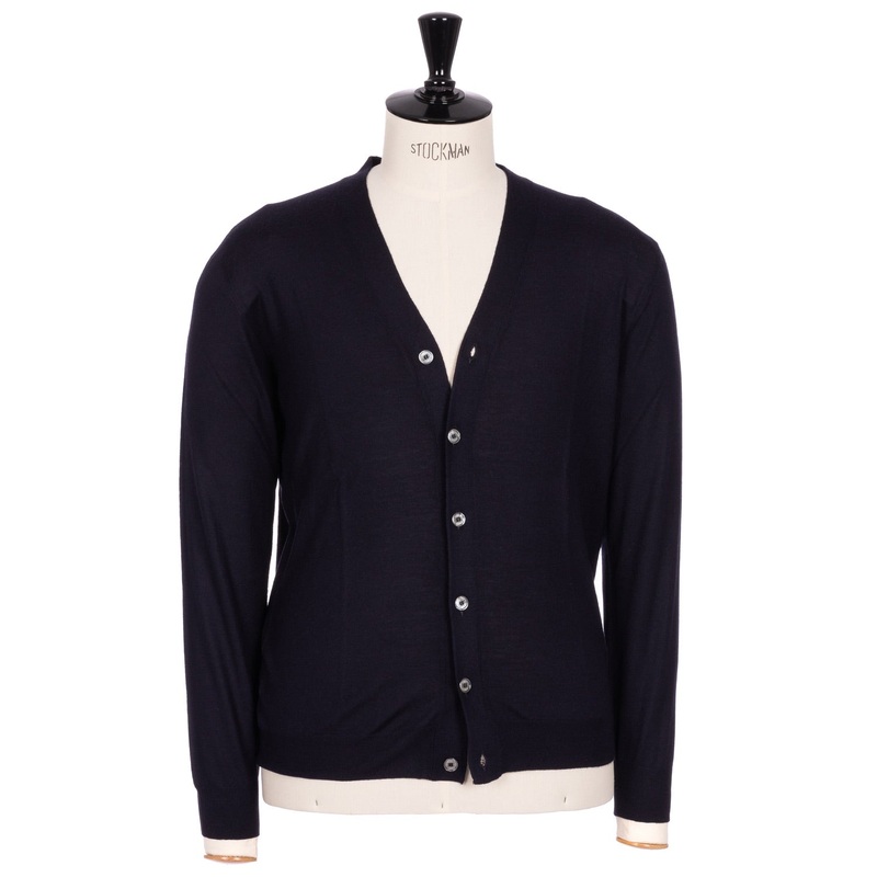 Exclusively for Michael Jondral: Dark Blue Cardigan “Cardigan made from Extra-Fine 140’s Merino Wool M