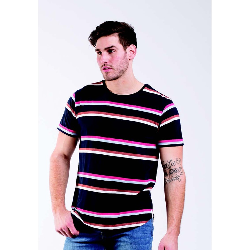 Trail S/S Tee Navy Yarn Dyed Stripe S