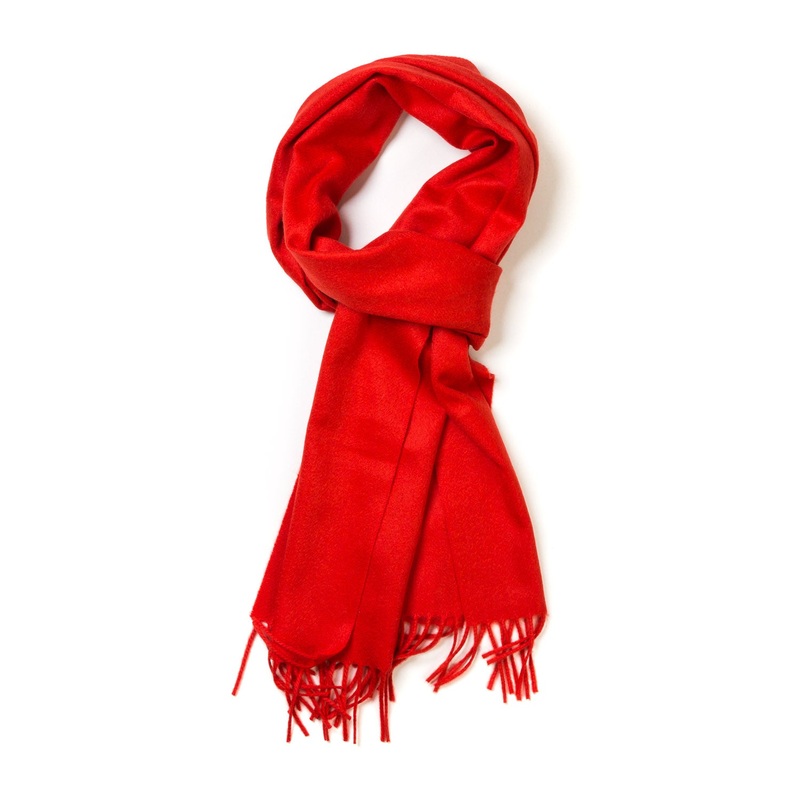 MJ Exclusive: Red Scarf “Classic Plain” made of Scottish Cashmere
