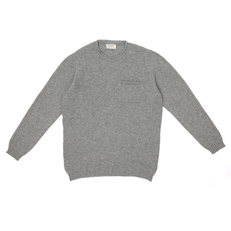 MJ Exclusive: Sweater “Rolled Pocket Crew” made from pure Super Geelong Lambswool – 2 Ply S