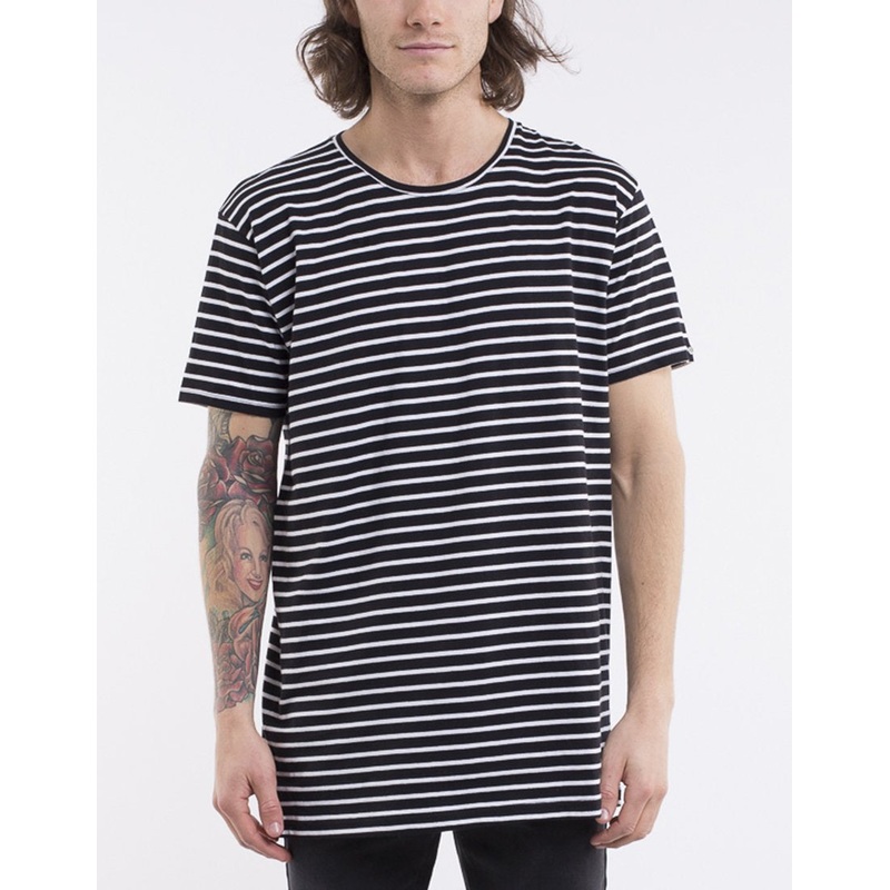 Silent Tee Black And White Stripe S
