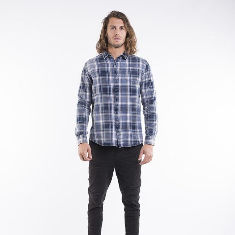 Veteran L/S Shirt Blue Check S