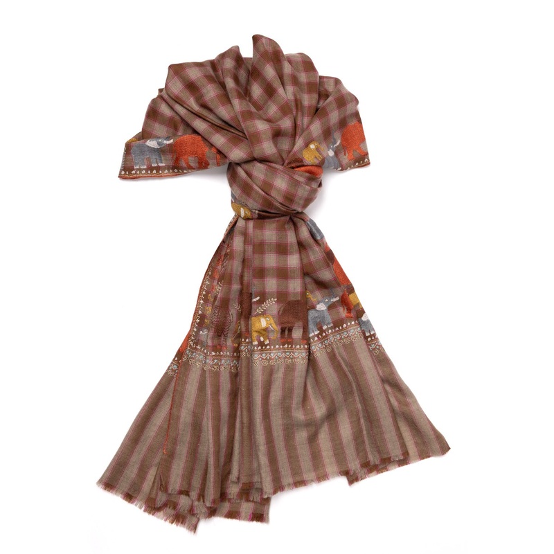 Scarf “DHARAMSALA” made from the Finest Hand-Embroidered Pashmina Cashmere – purely handmade