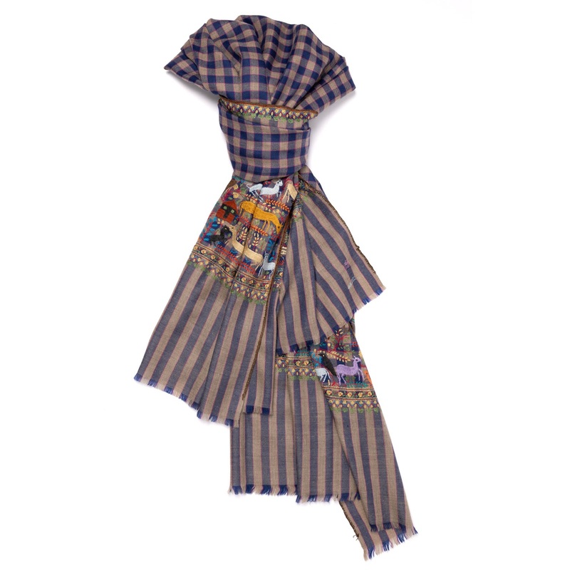 Scarf “JAGALPURI” made from the Finest Hand-Embroidered Pashmina Cashmere – purely handmade