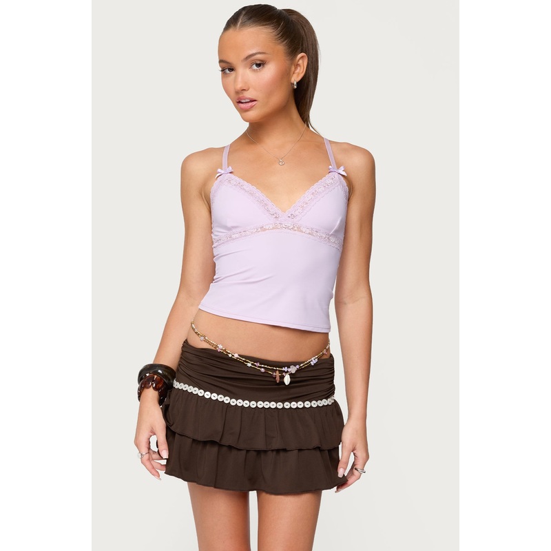 Fran Lacey V Neck Tank Top LILAC XS