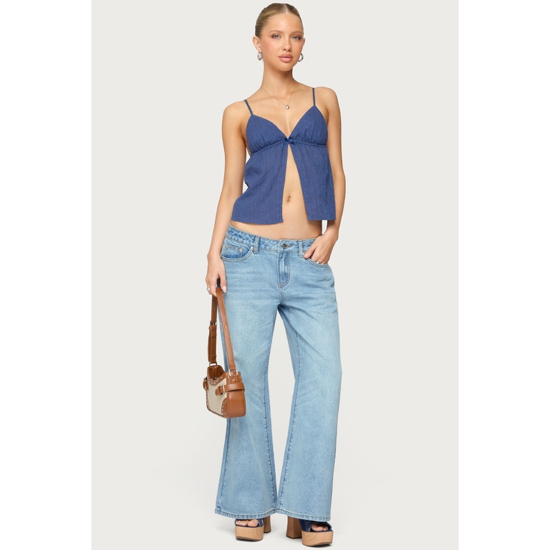 Petite Low Rise Wide Leg Jeans LIGHT BLUE XS