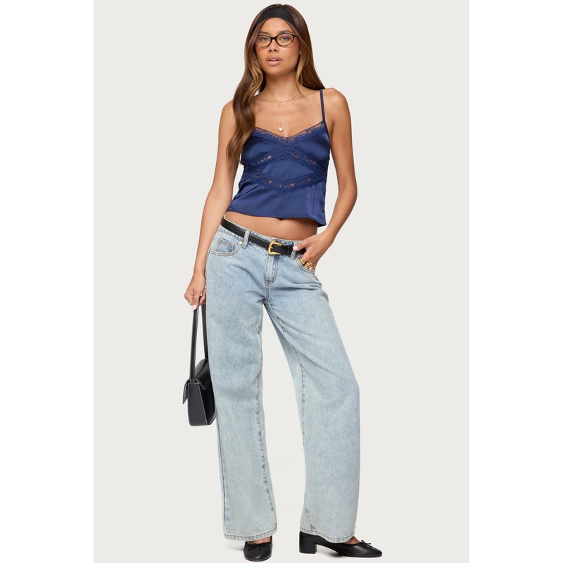 Tamar Satin Effect Tank Top NAVY XS