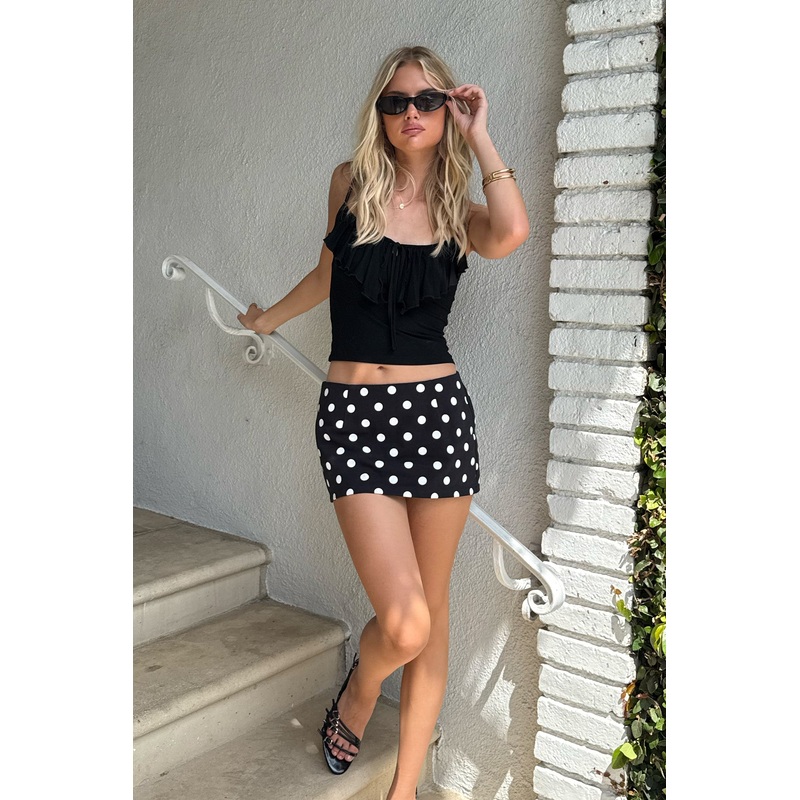 Noreen Polka Dot Mini Skort BLACK AND WHITE XS