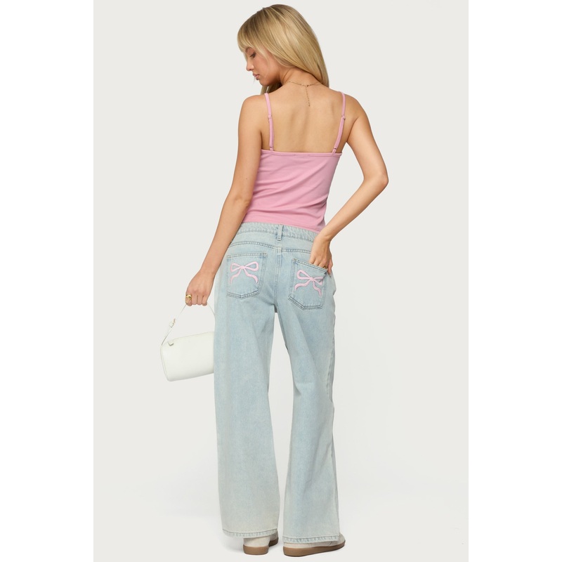 Petite Bow Pocket Relaxed Jeans LIGHT BLUE XS