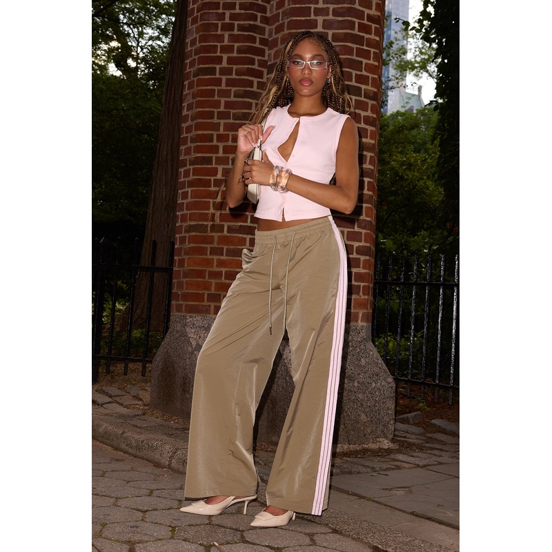 Annabella Nylon Track Pants OLIVE XS