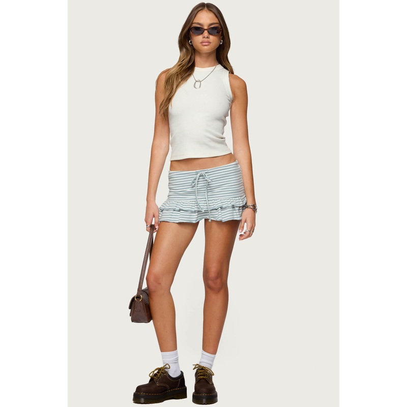 Avia Ruffle Striped Mini Skort LIGHT BLUE XS