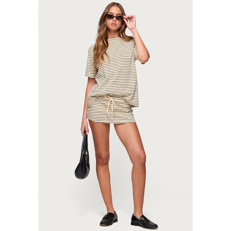 Brena Striped Mini Skort CREAM AND BLACK XS