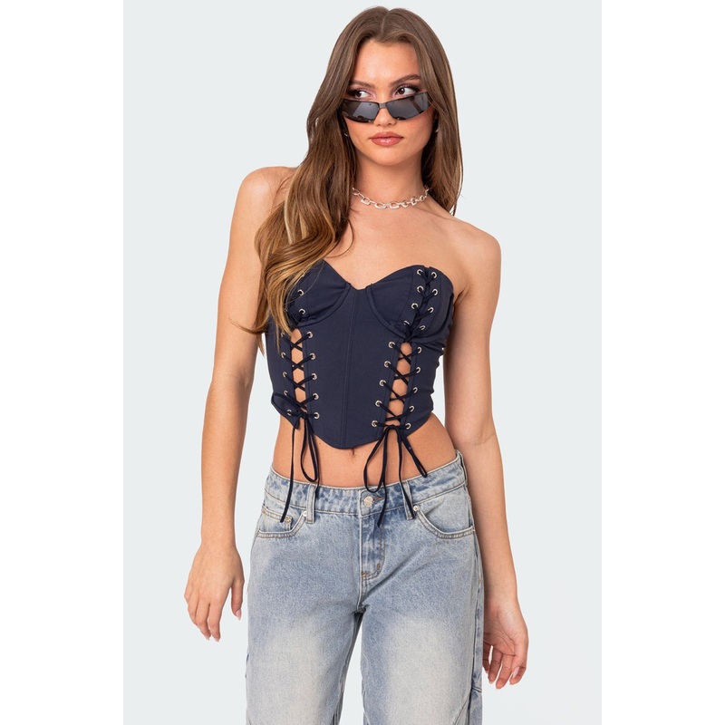 Mckenna Lace Up Corset NAVY XS