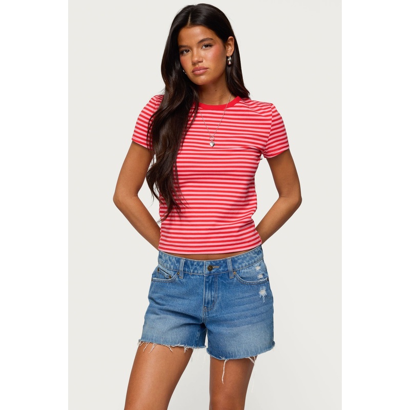 Nessie Striped T Shirt RED AND PINK XS