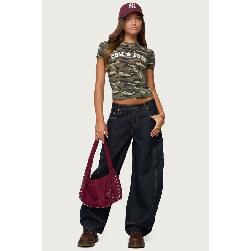 Aden Contrast Stitch Barrel Jeans DARK BLUE XS