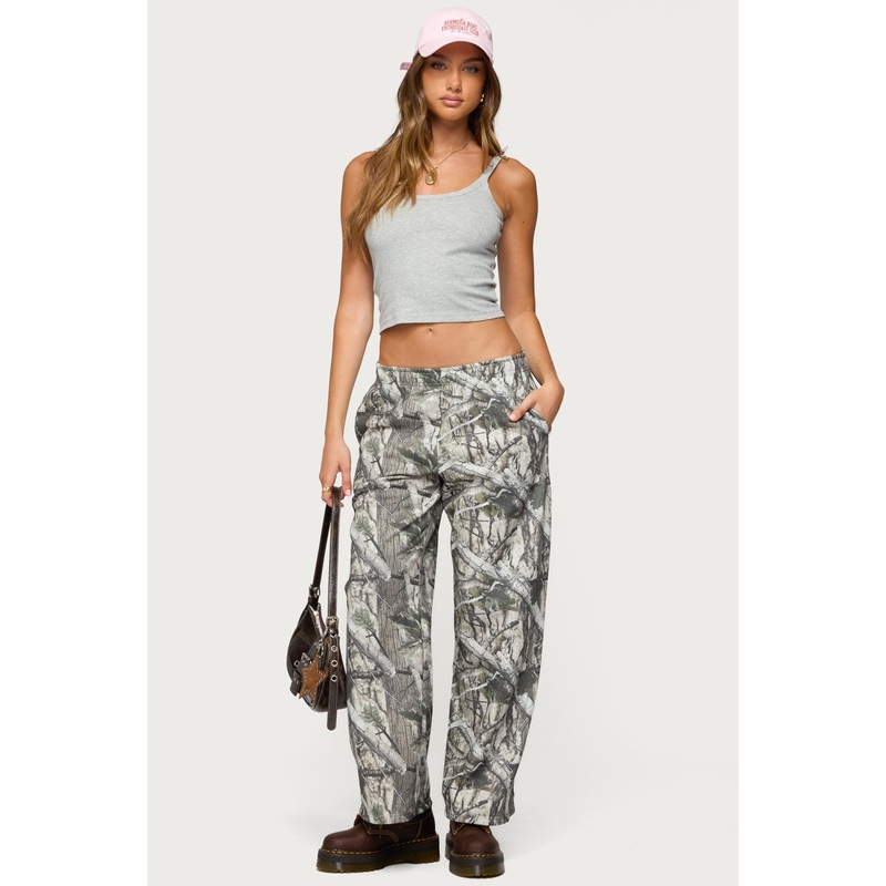 Camo Straight Leg Sweatpants OLIVE XS