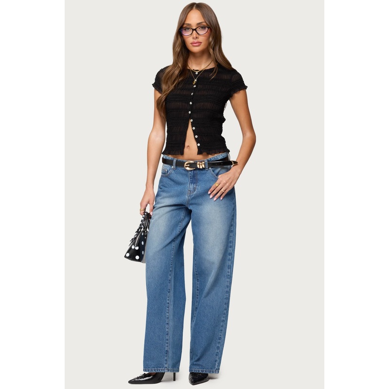 Rorie Mid Rise Straight Leg Jeans BLUE XS