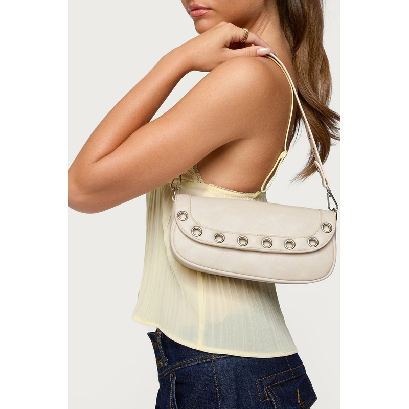 Grommet Faux Leather Bag WHITE OS