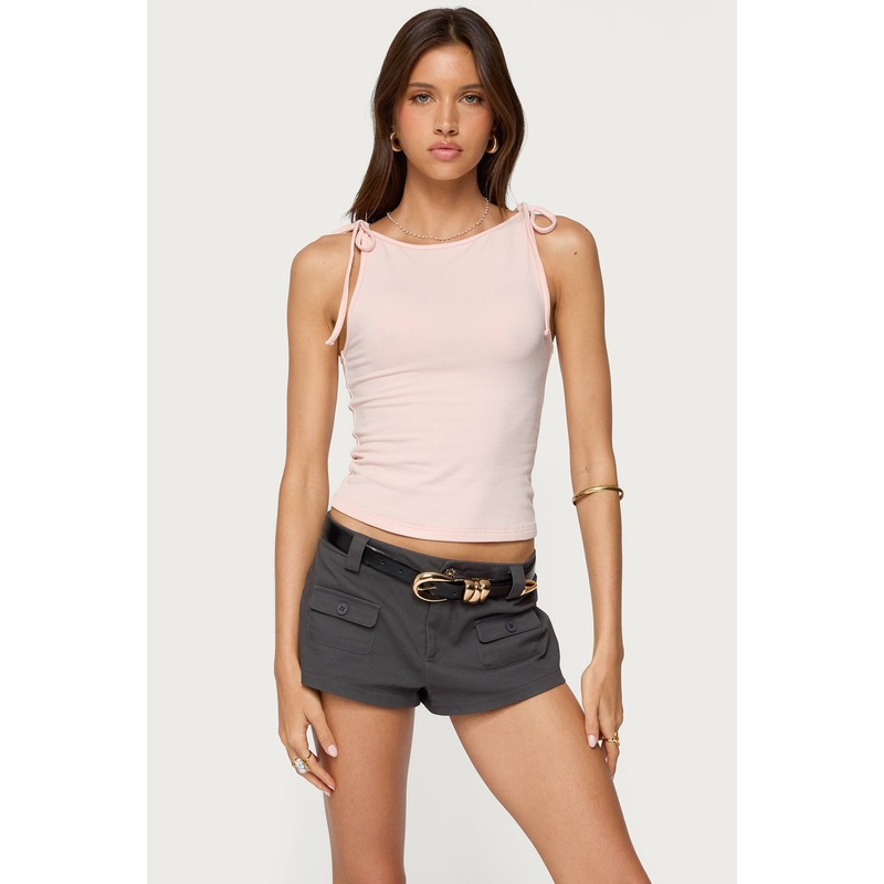 Chrissy Tie Strap Tank Top LIGHT PINK XS