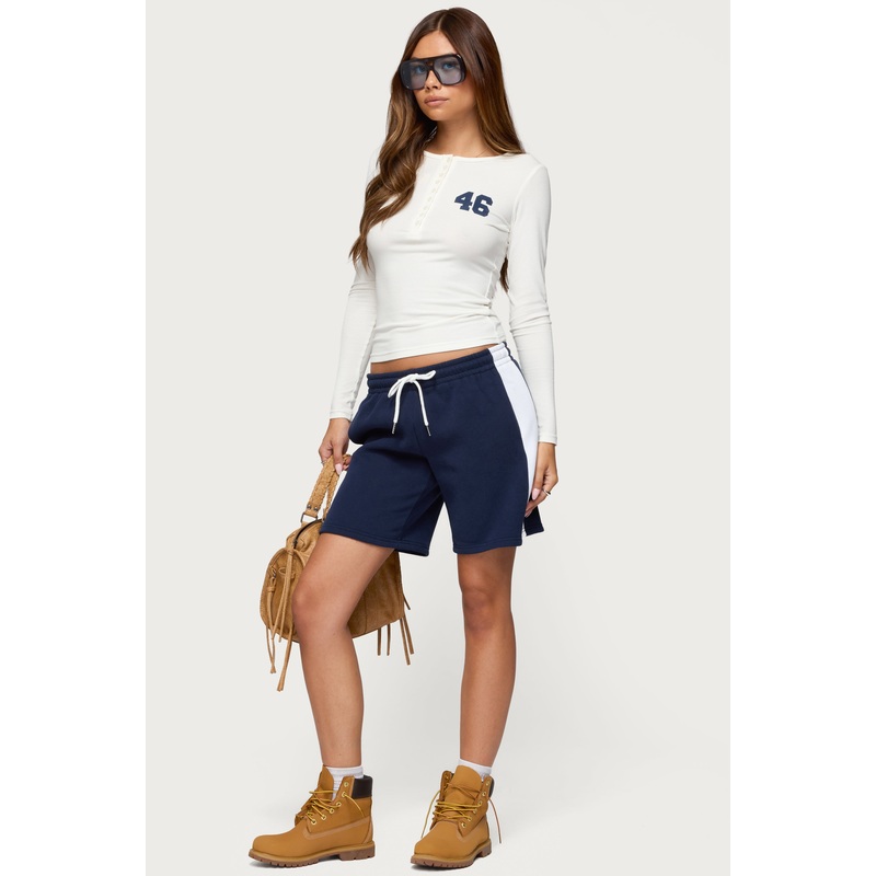 Contrast Nylon Bermuda Shorts NAVY XS