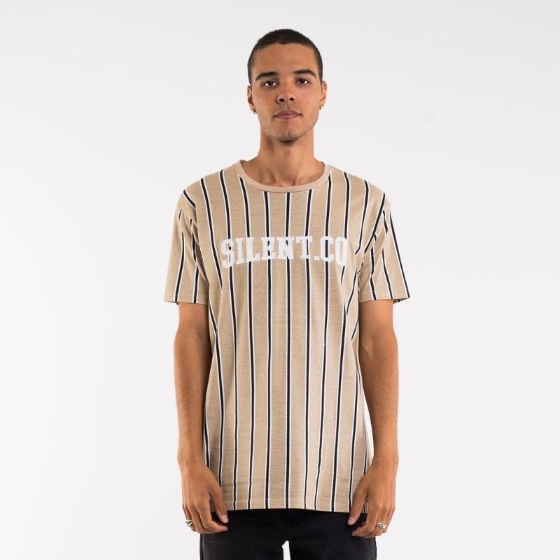 Silent Theory Men’s Ward Stripe Tee  Sand S
