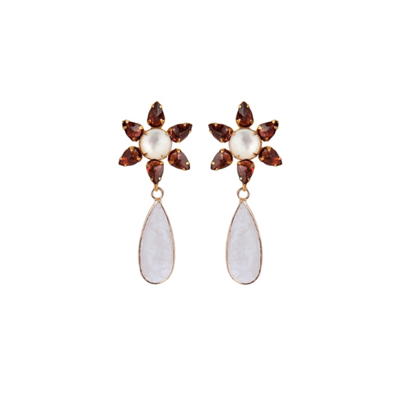 Isnik Floral Drop Earrings Pearl