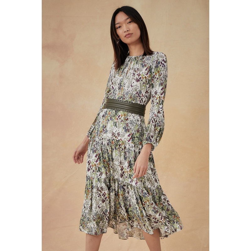 Keyhole Midi Dress – White English Garden Ivory English Garden Charmeuse XS