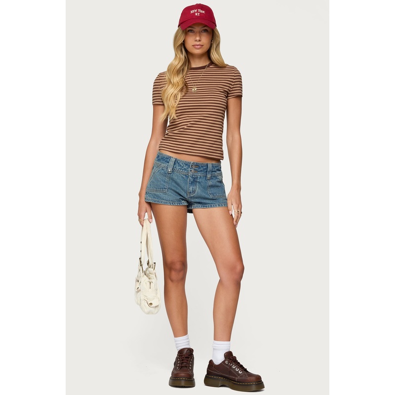 Keinan Low Rise Denim Shorts BLUE WASHED XS