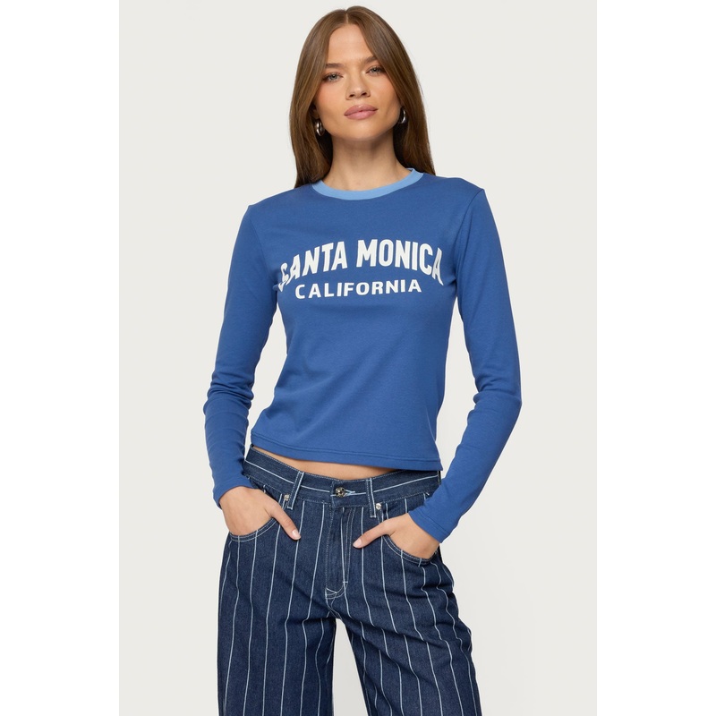 Santa Monica Long Sleeve T Shirt BLUE XS