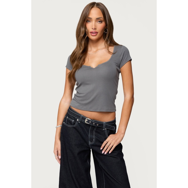 Ettalie Scoop Neck T Shirt DARK GRAY XS