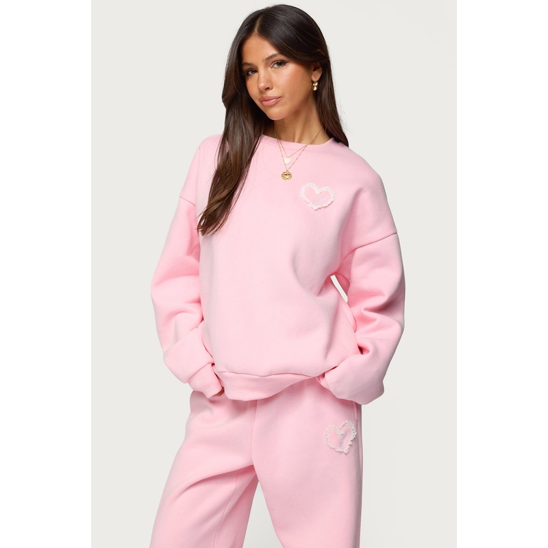 Love Edikted Oversized Sweatshirt LIGHT PINK XS