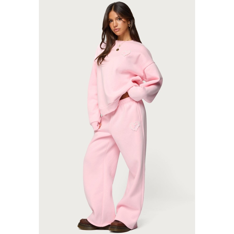 Love Edikted Wide Leg Sweatpants LIGHT PINK XS
