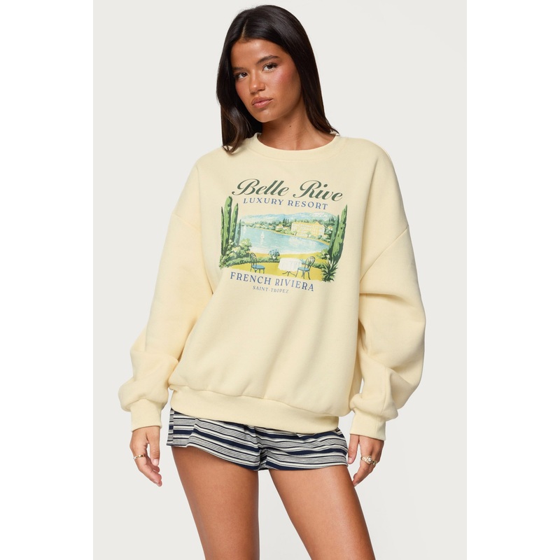 French Riviera Oversized Sweatshirt YELLOW XS