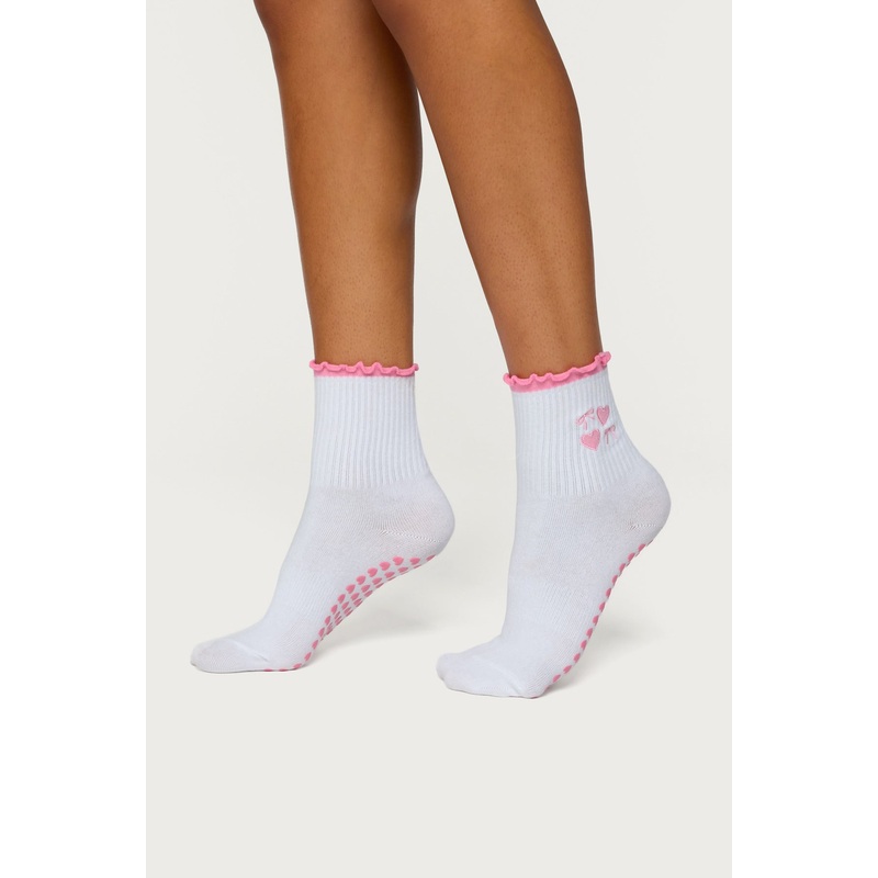 Heart & Bow Pilates Socks WHITE OS