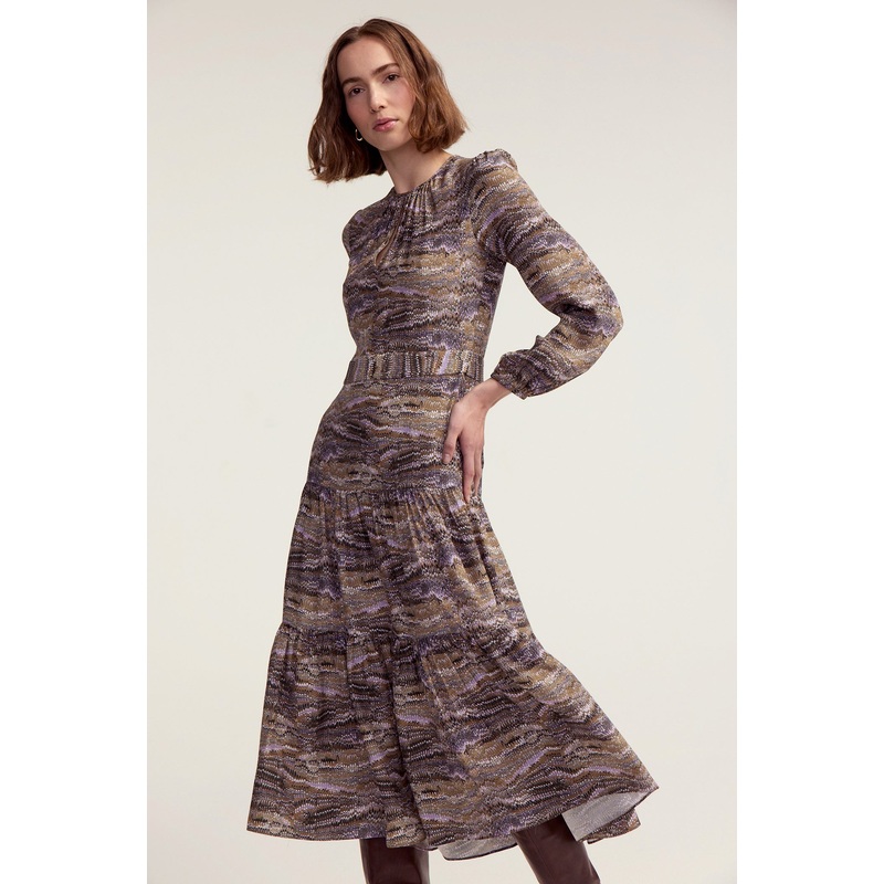 Keyhole Midi Dress – Beige Feathering Beige Feathering XS – SOLD OUT