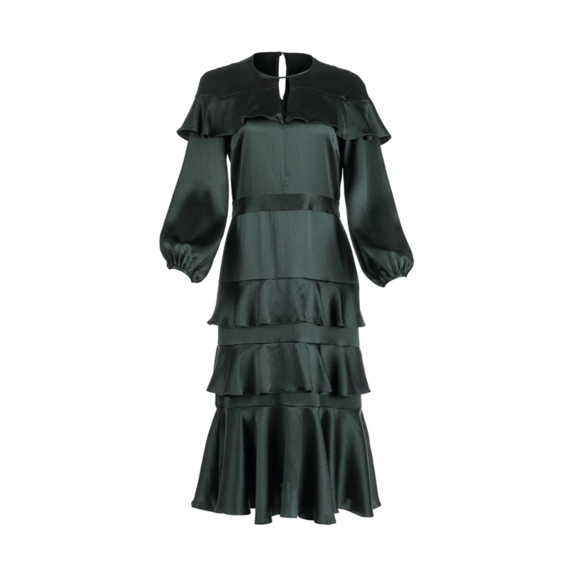 Cascade Ruffle Dress – Hunter Green Hunter Green XS