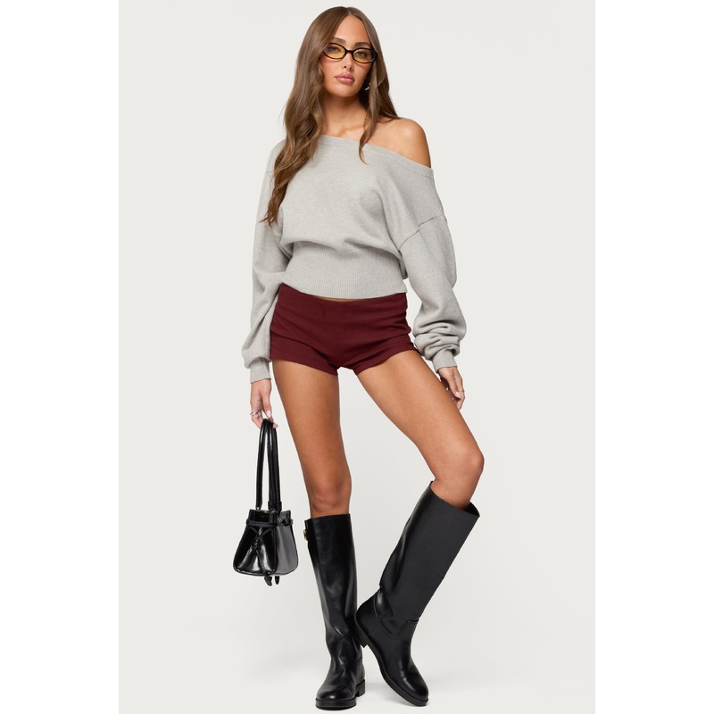 Dinah Denim Micro Shorts BURGUNDY XS