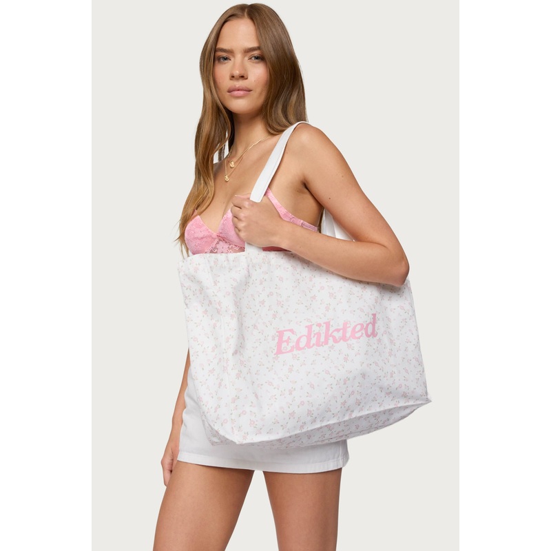 Ditsy Floral Tote Bag WHITE OS