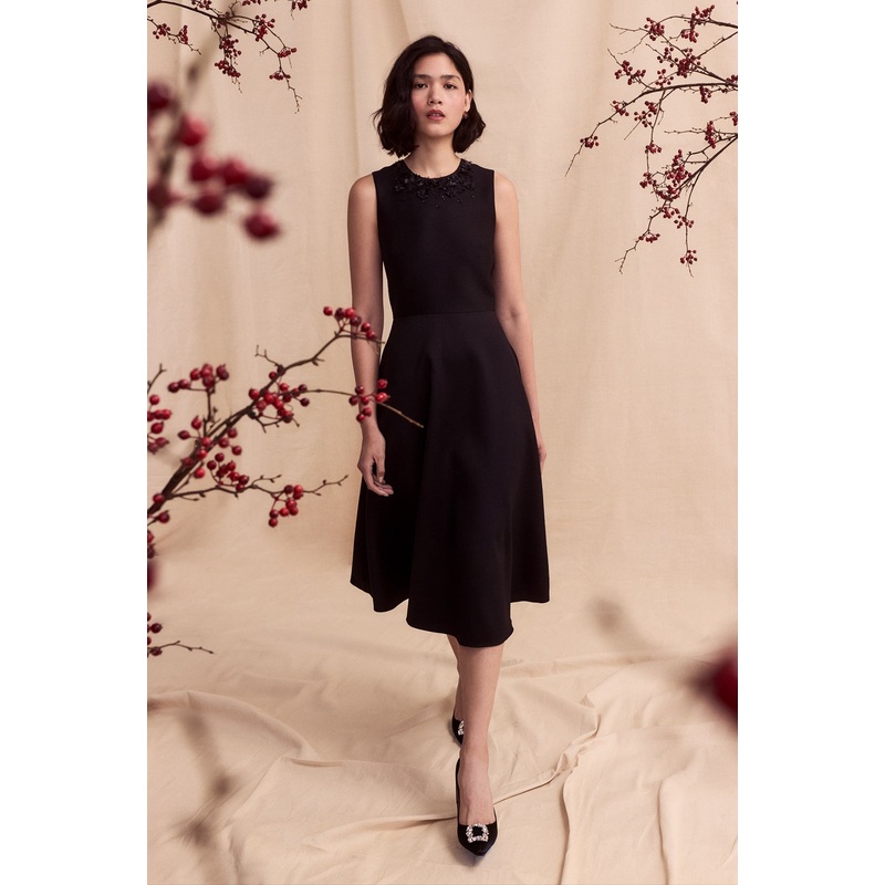 Marbella Dress – Matte Silk Wool Black No Embellishment 2