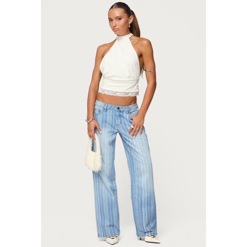 Tera Striped Low Rise Jeans BLUE WASHED XS