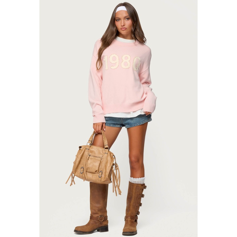 1980 Oversized Sweater LIGHT-PINK XS