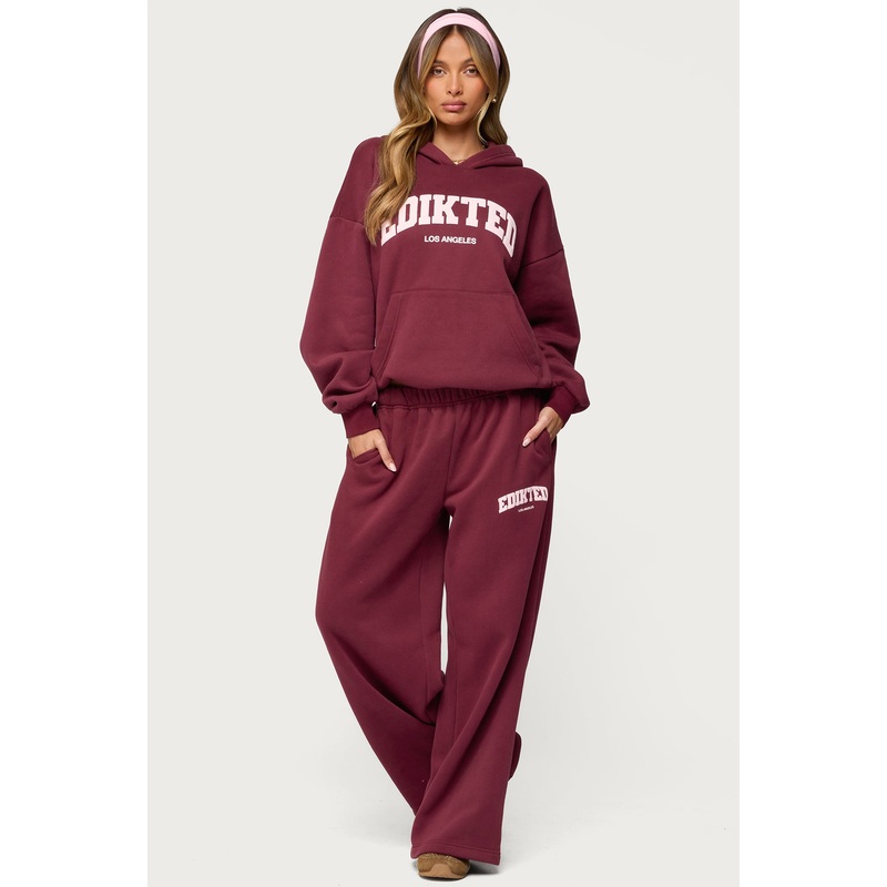Edikted LA Sweatpants BURGUNDY XS
