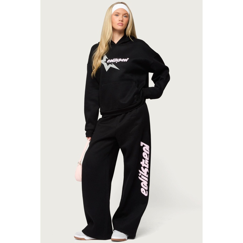 Edikted Star Sweatpants BLACK XS