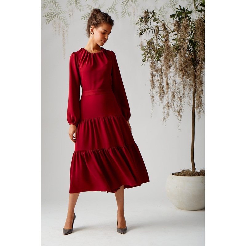 Hayes Dress – Burgundy Burgundy Crepe XS