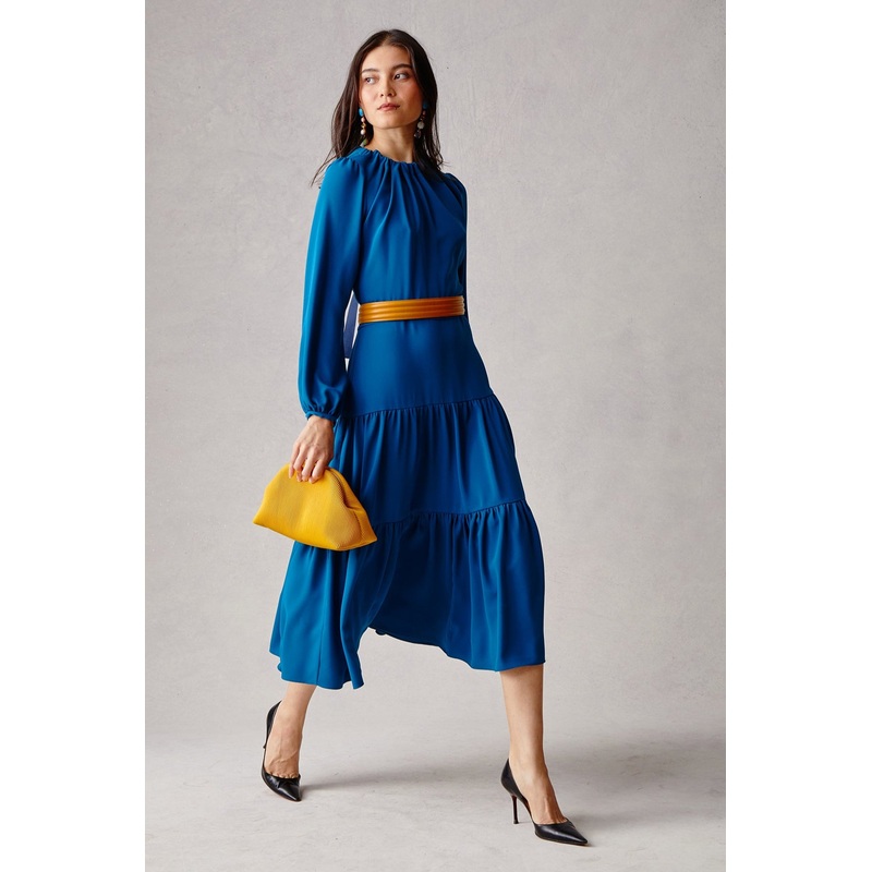 Hayes Dress – Teal Teal Crepe XS