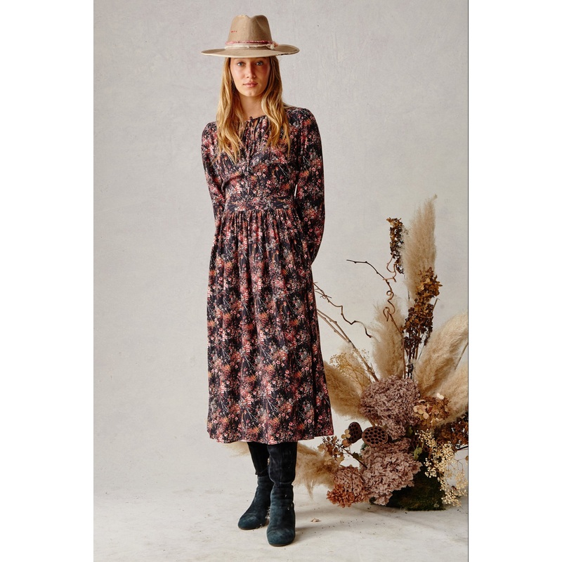 Luna Dress- Rose Bursting Blooms Rose Bursting Blooms Silk Charmeuse XS